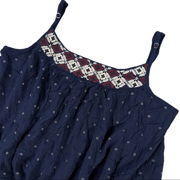 Cape Juby size medium spaghetti strap navy blue top with red & white neck design - Picture 7 of 14